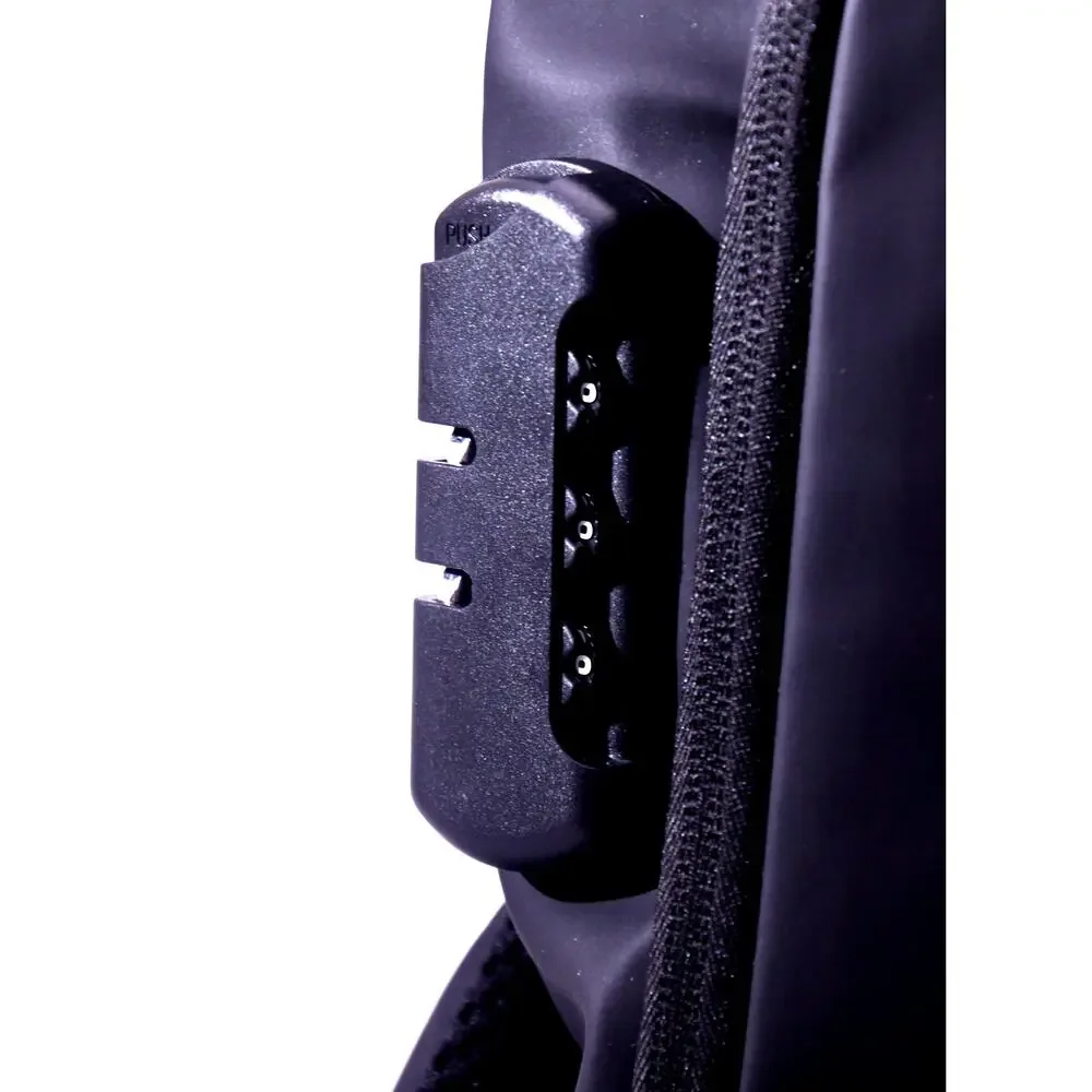 Black Sling Crossbody Bag USB Charging Port Combination Lock Anti-Theft Travel